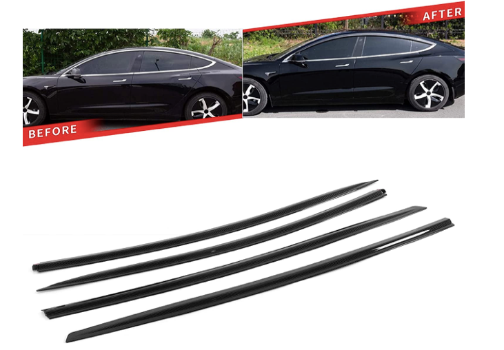 Tesla Window Visors, 4pcs Sun Rain Shade Carbon Fiber Style MOdel 3 and Y