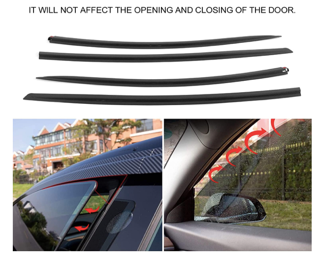 Tesla Window Visors, 4pcs Sun Rain Shade Carbon Fiber Style MOdel 3 and Y